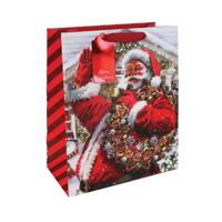 JOYFUL SANTA GIFT BAGS LG AST PK12