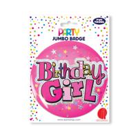 BIRTHDAY GIRL JUMBO BADGE TIP-ON PK6
