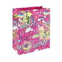 GIRLY TEXT GIFT BAG LARGE PINK PK12