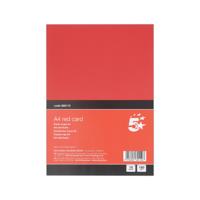 5 STAR A4 RED CARD X10 CARDS PK12