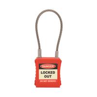 SAFETY PADLOCK WITH WIRE SHACKLE RED