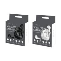 WLS EARBUDS/CHARGE CASE WHT/BLK PK16