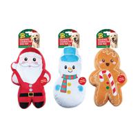 CHRISTMAS PLUSH SQUEAKY DOG TOY PK12