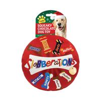 CHRISTMAS CHOC BOX SQUEAKY DOG TOY
