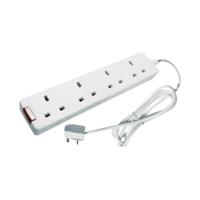 4-Way 13 Amp 5 Metre Extension Lead White with Neon Light CEDTS4513M