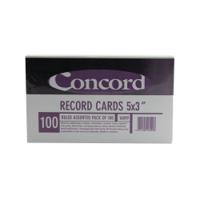 Concord Record Card 127x76mm Assorted (Pack of 100) 16099