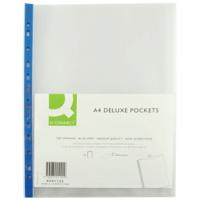 Q-Connect Punched Pocket A4 Deluxe Top Opening Blue Strip KF01122 Pack of 25