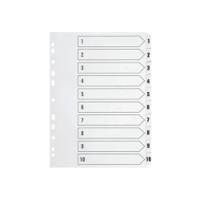 Q-Connect Index A4 Multi-Punched 1-10 Polypropylene White KF01353