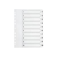 Q-Connect 1-10 Index Multi-Punched Reinforced Board Clear Tab A4 White KF01528