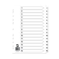 Q-Connect Index A4 Multi-Punched 1-15 Reinforced White Board Clear Tabbed KF01530