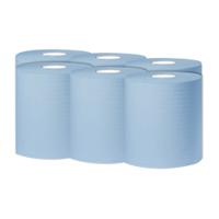 2WORK CFEED ROLL 1-PLY 300M BLUE PK6