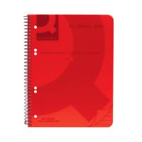 Q-Connect Spiral Bound Polypropylene Notebook 160 Pages A5 Red (5 Pack) KF10035