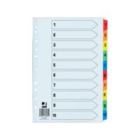 Q-Connect 1-10 Index Extra Wide Reinforced Multi-Colour Tabs KF76984