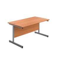 First Rectangular Cantilever Desk 1400x800x730mm Beech/Silver KF803379