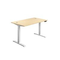 Jemini Sit/Stand Desk with Cable Ports 1200x800x630-1290mm Maple/White KF809777