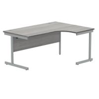 Polaris Right Hand Radial SU Cantilever Desk 1600x1200x730mm Alaskan Grey Oak/Silver KF821510