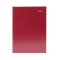 Desk Diary Day Per Page A5 Burgundy 2024 KFA51BG24