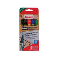 Pentel Chisel Tip Permanent Marker Assorted 5 Pack YN860/5-M