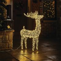 LED LIGHT UP DEER 780MM SLV/WARM WHT