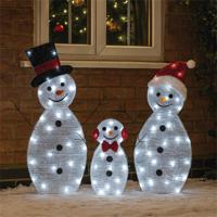 LED LIGHT UP SNOWMAN WARM WHITE PK3