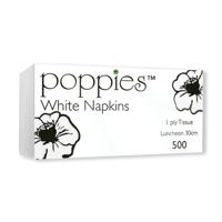 POPPIES 1-PLY NAP 30CM WHT PK5000