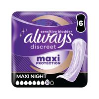 ALWAYS DISCREET PADS MAXI NIGHT PK6