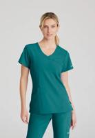 SK102 FEMALE SCRUB TOP TEAL BLUE 2XS