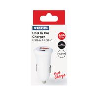 STATUS IN CAR CHARGER USB A/C WHITE