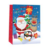 XMAS SANTA SNOW SCENE BAG LARGE PK6