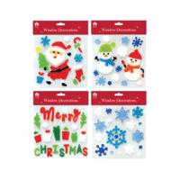 XMAS HOME DEC WINDOW GELS SQ PK24