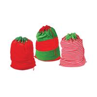 XMAS ELF SACKS/BELLS SET AST PK24