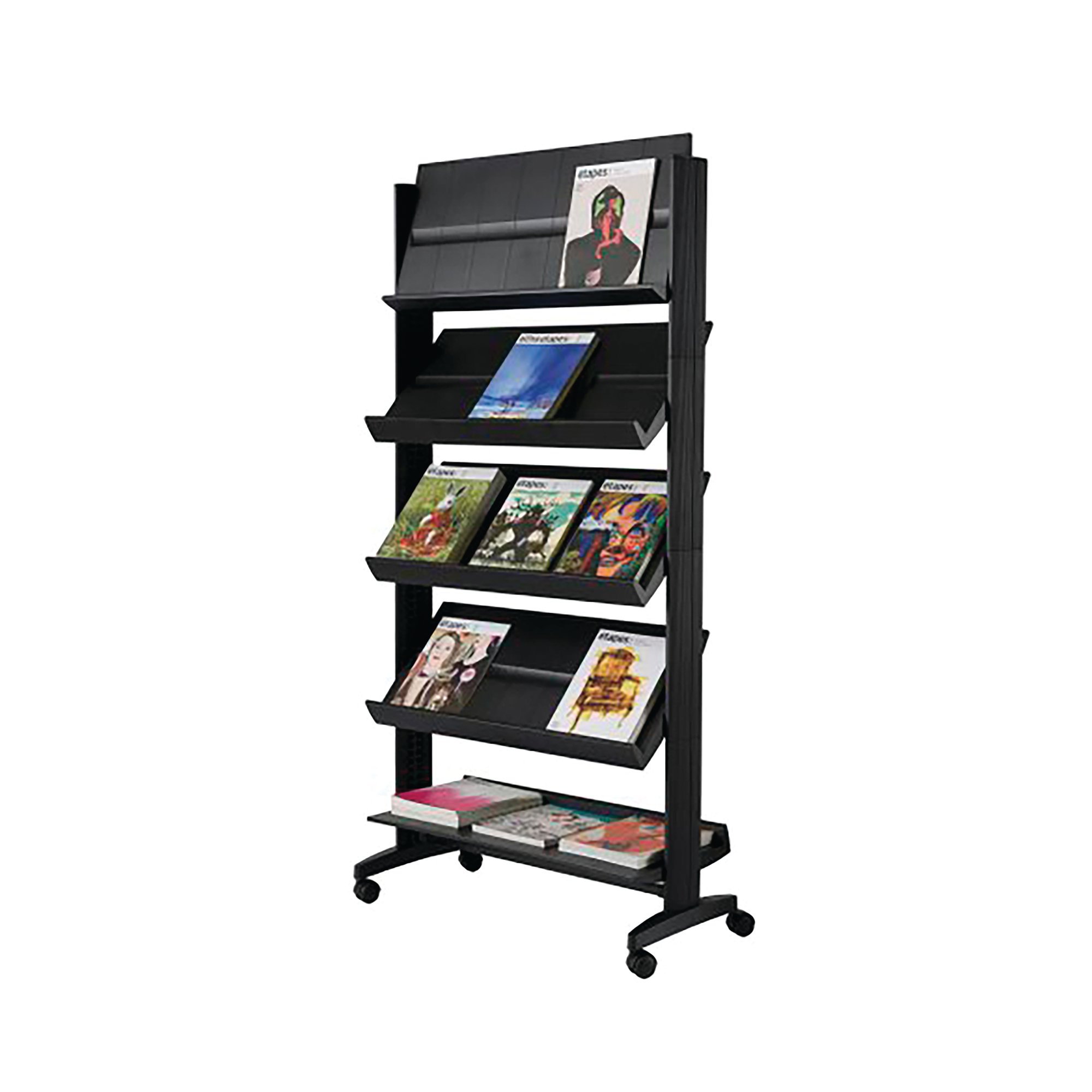5 SHELF MOBILE LIT DISPLAY STAND BLK