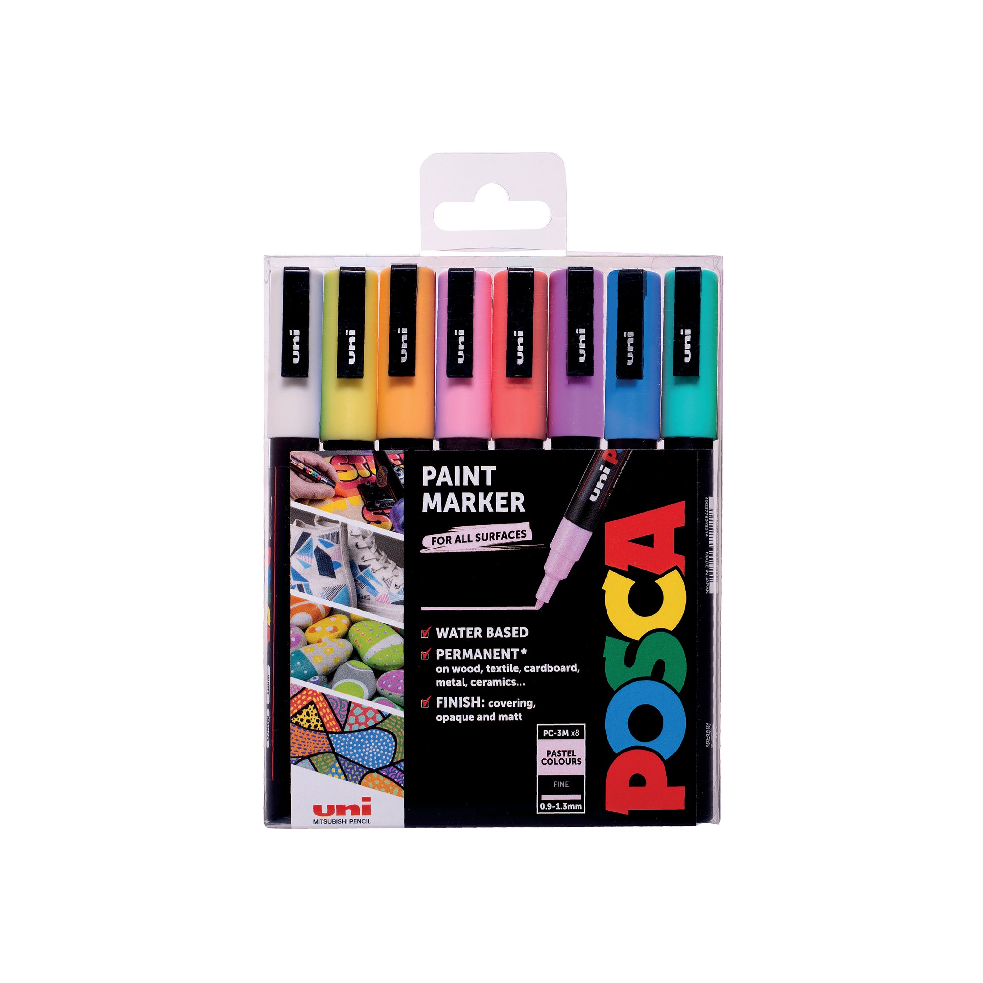 POSCA PC-3M PAINT MKR PASTEL AST PK8