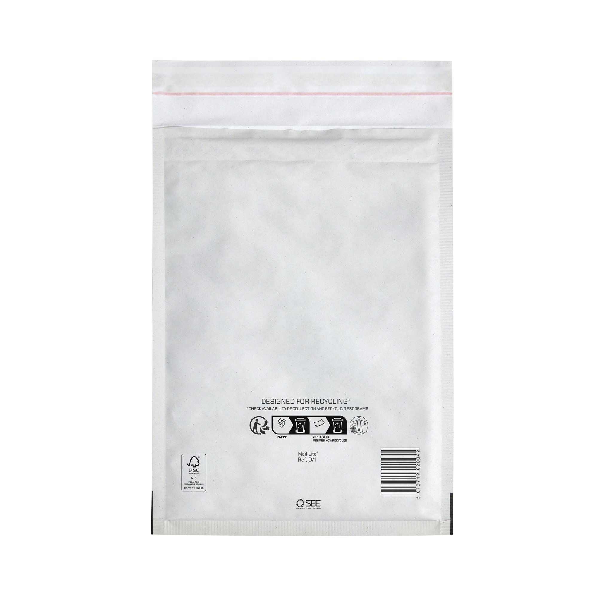 BUBBLE LINED BAG WHITE 180X260 PK100