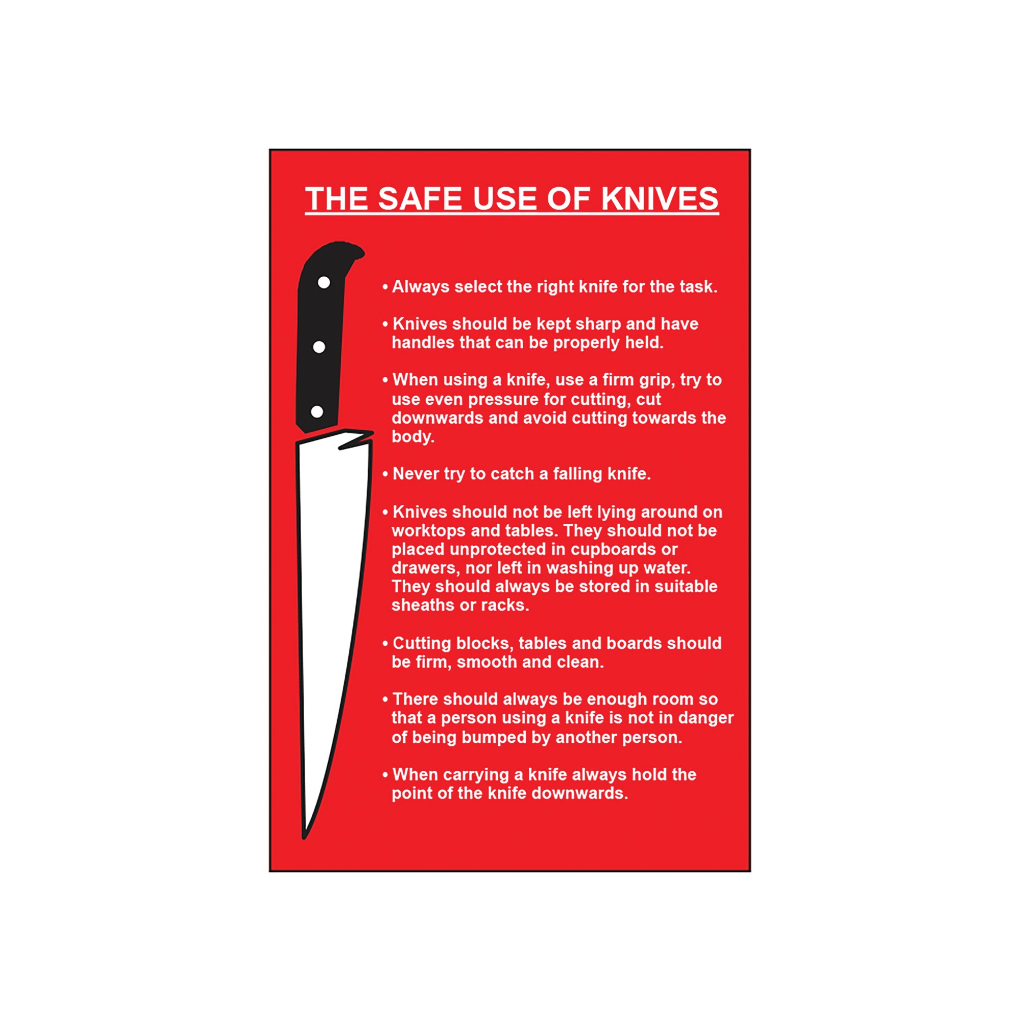 SAFE USE KNIVES SIGN SAVE PP 200X300