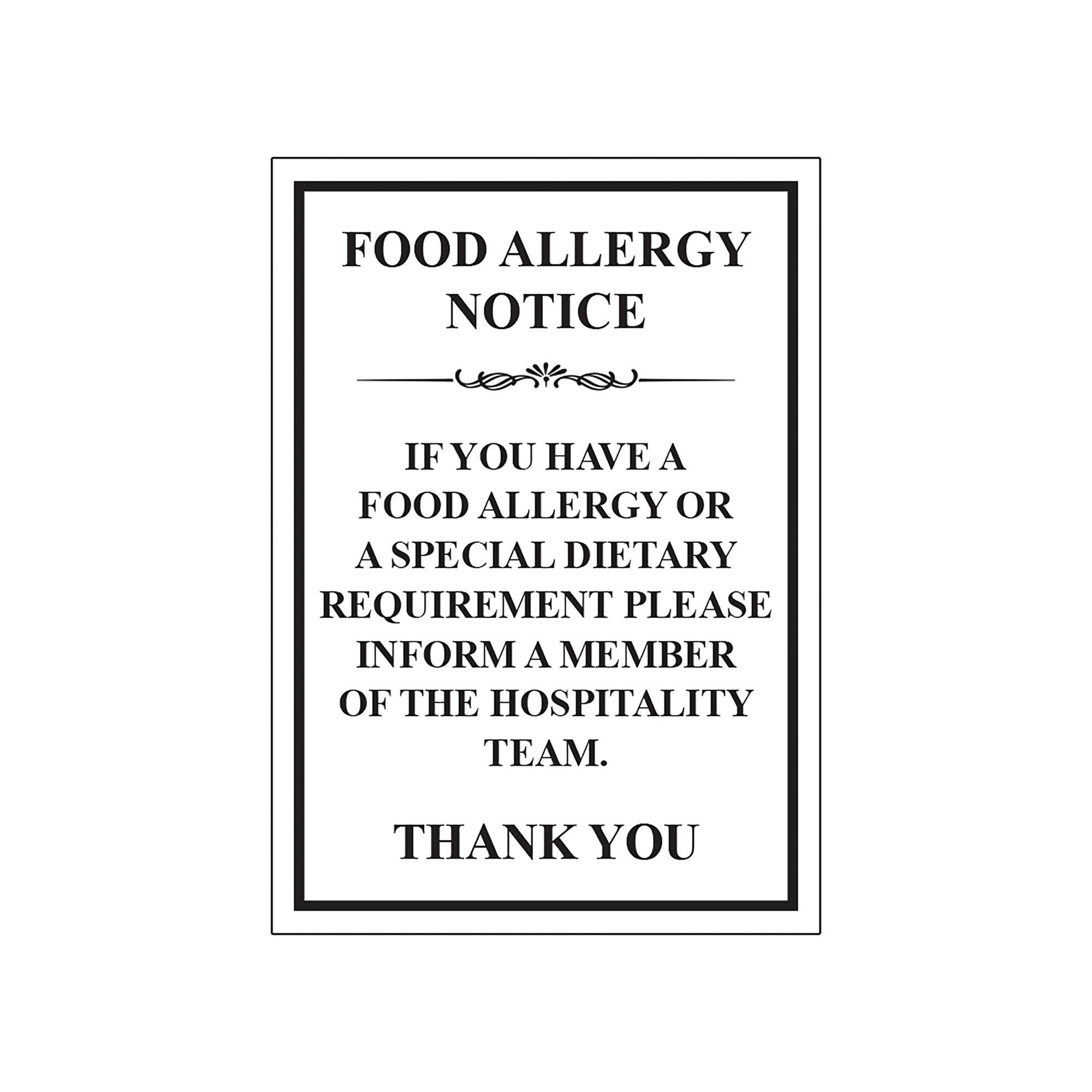 FOOD ALLERGY SIGN SAVE VNL 297X210