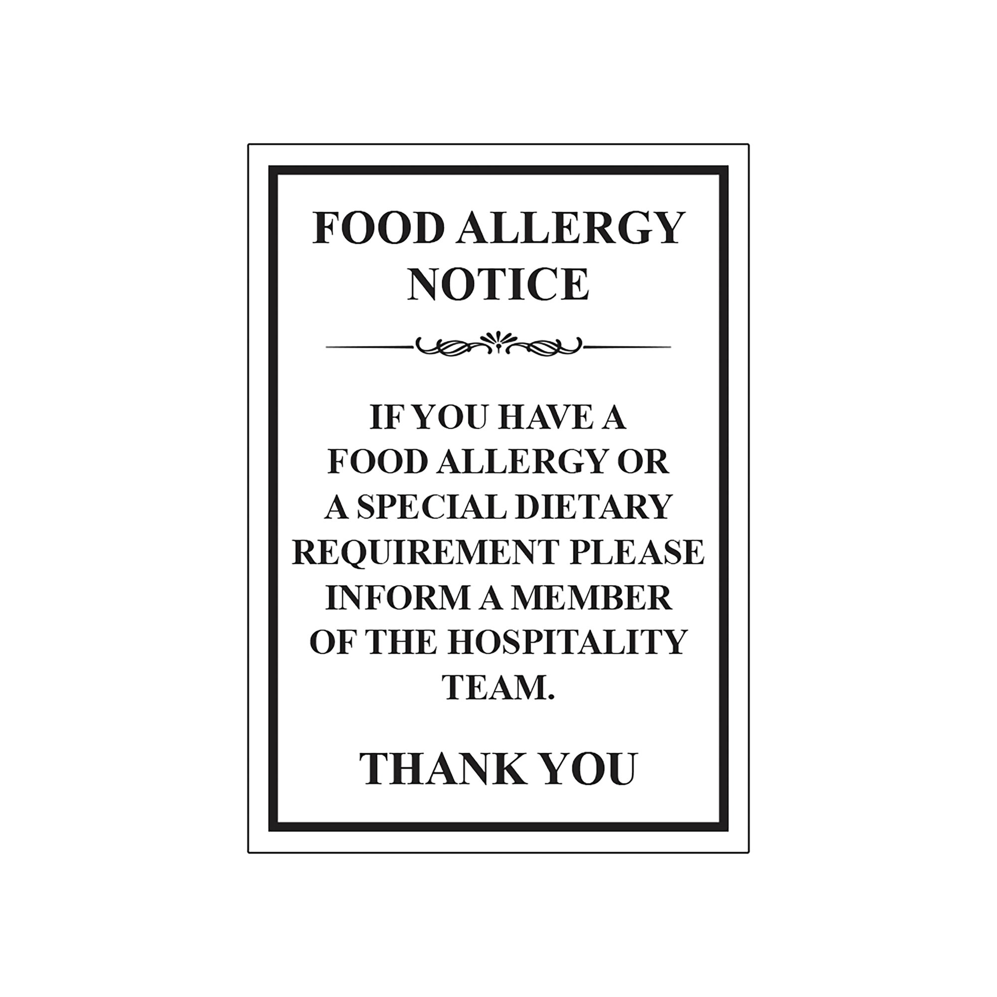 FOOD ALLERGY SIGN SAVE VNL 148X210