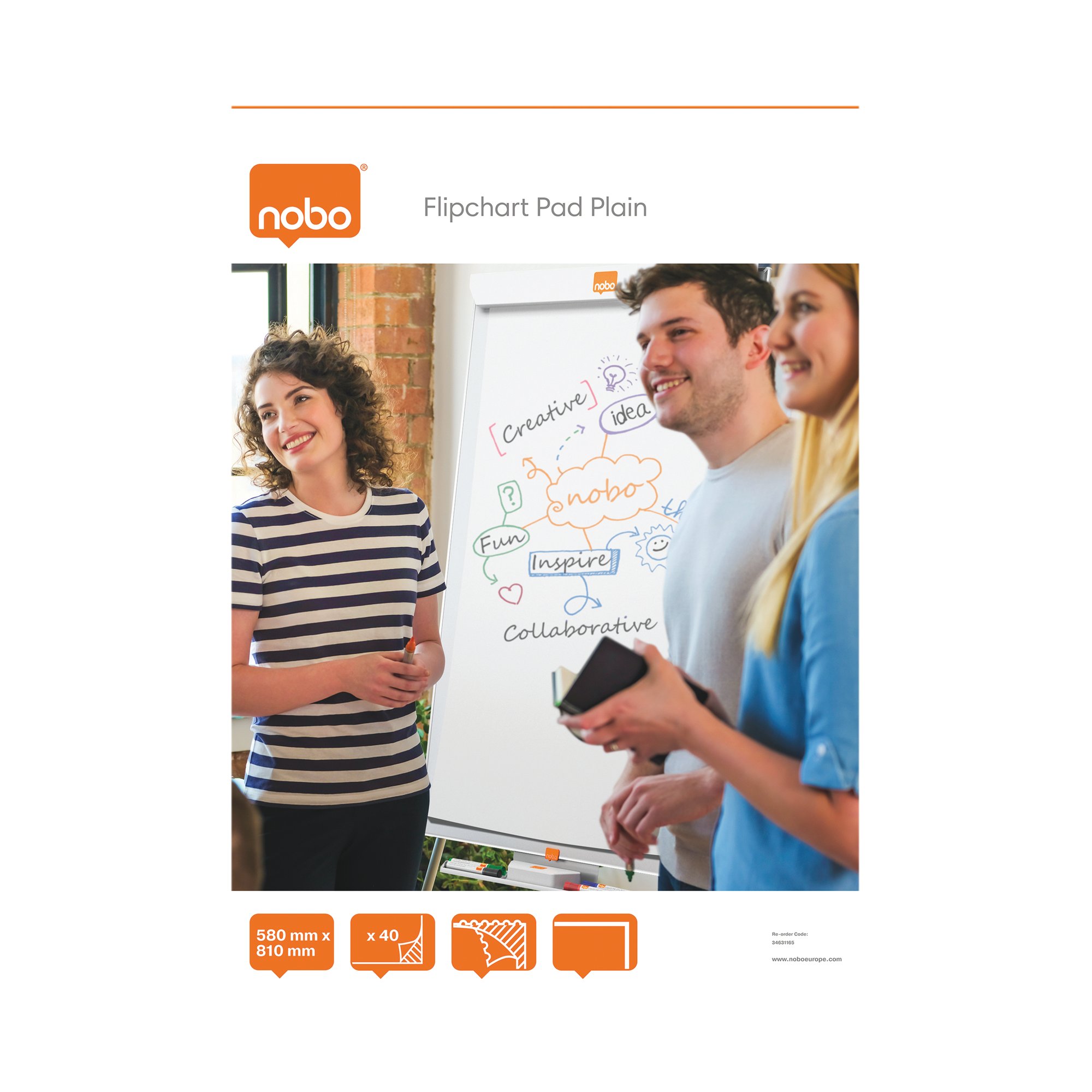 NOBO FLIPCHT PAD 40 SHEET A1 WHT PK5