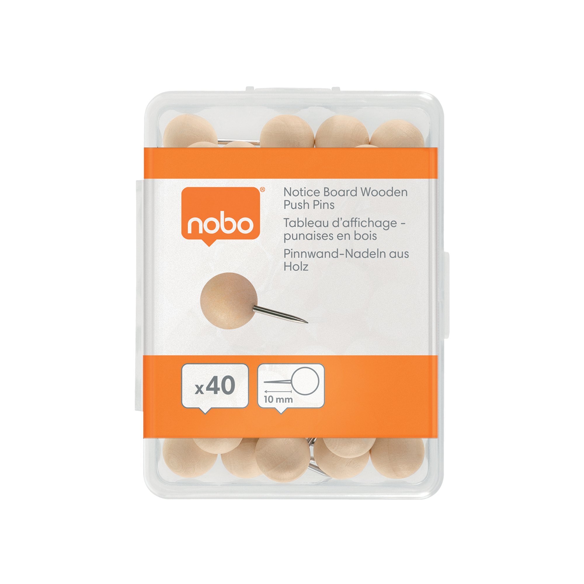 NOBO NOTICEBOARD WOOD PUSH PIN PK40