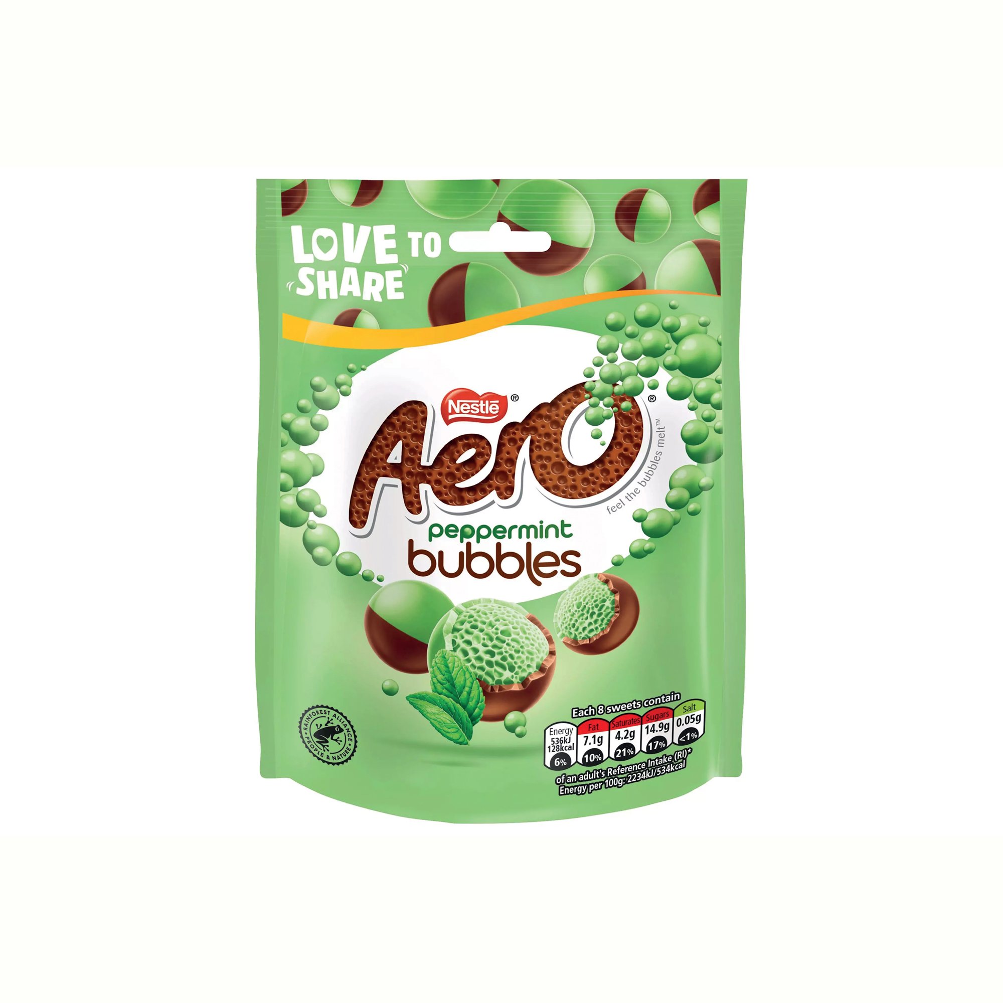 AERO BUBBLES MINT MILK CHOC BAG 92G