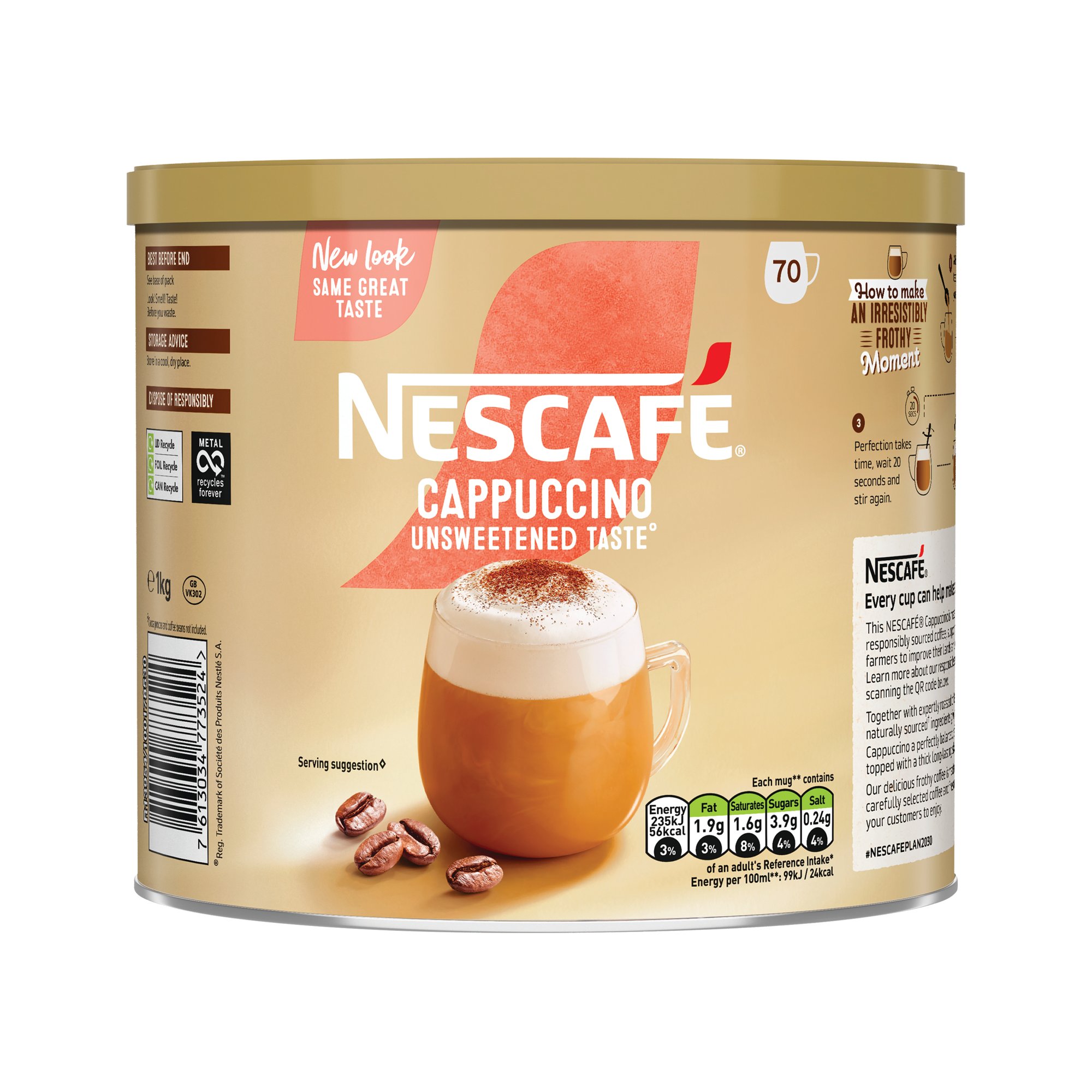 NESCAFE CAPPUCCINO UNSWEET COF 1KG