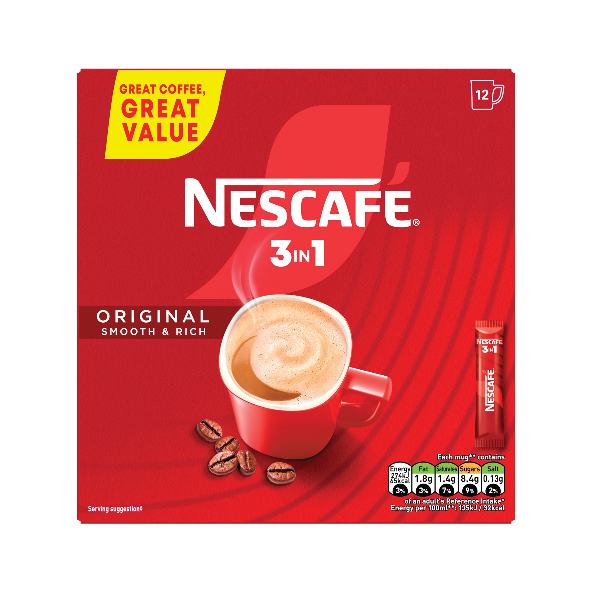 NESCAFE 3IN1 ORIGINAL COF SAC PK12