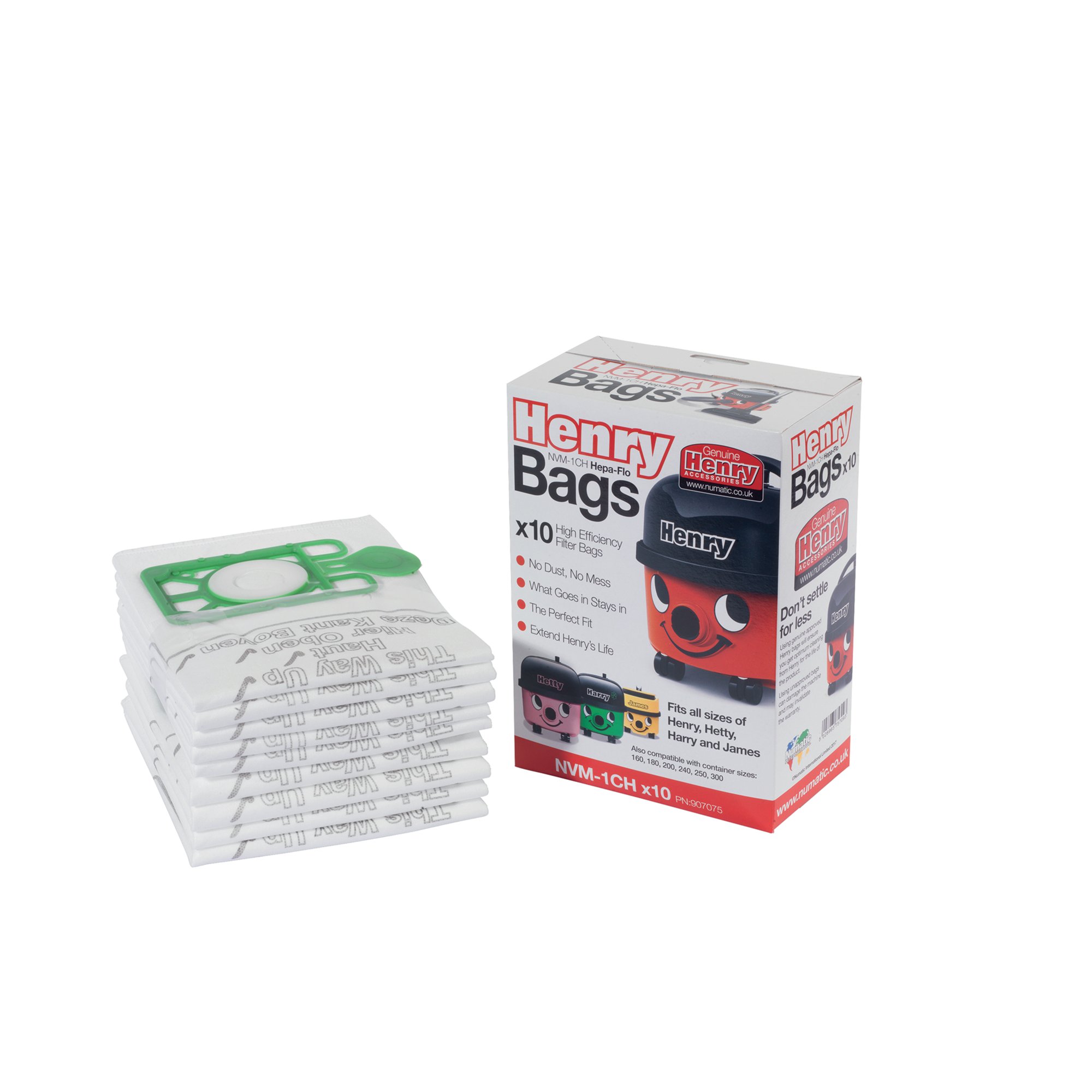 NUMATIC HENRY REPL VACUUM BAGS PK10