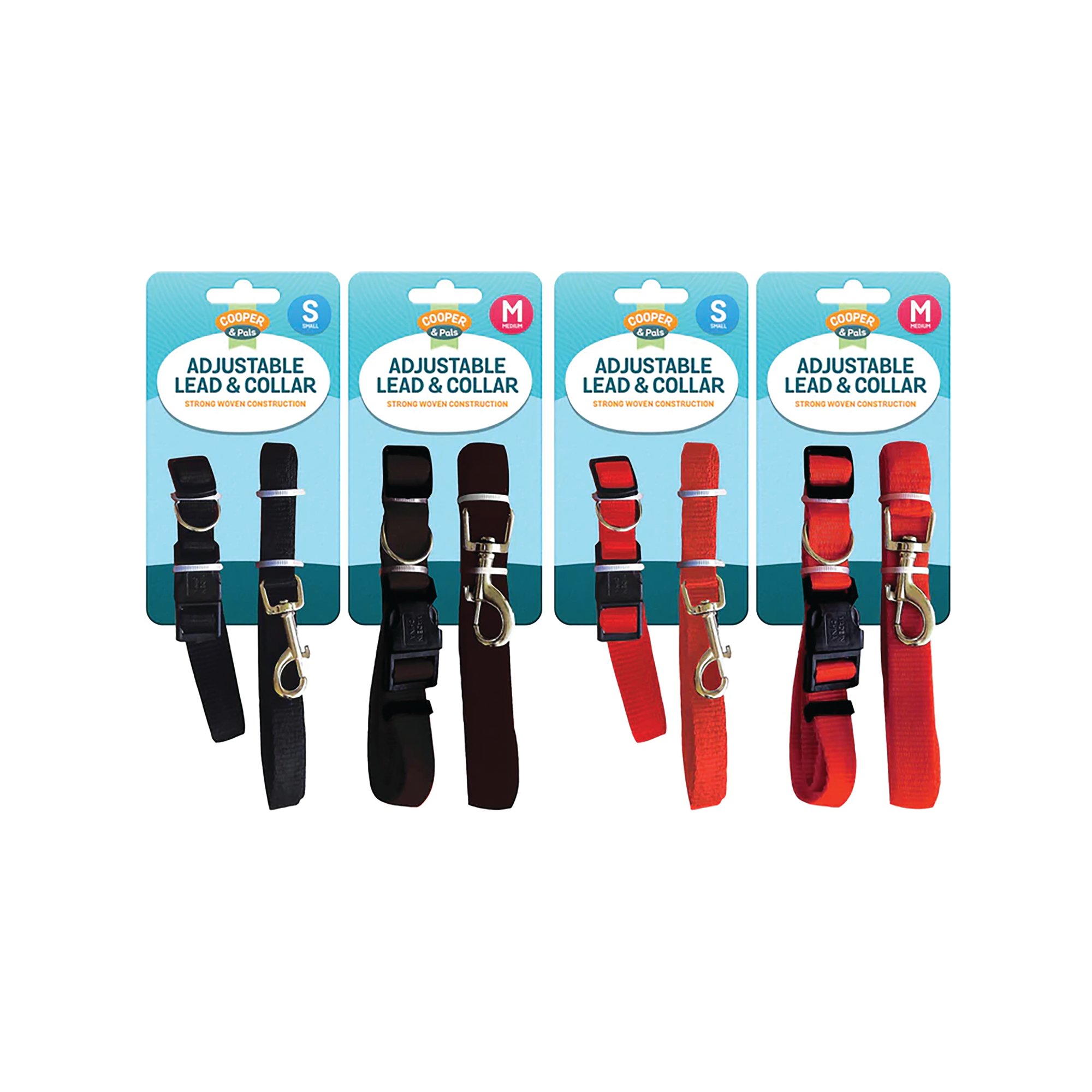 DOG LEAD COLLAR SM/MED X2 AST PK12