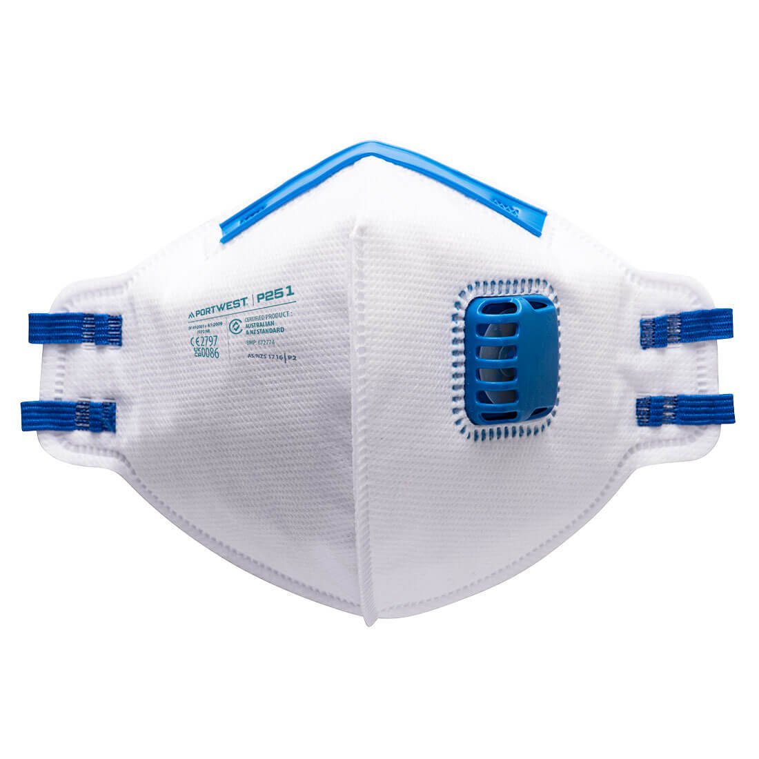 FFP2 VALVED FOLD FLAT RESP WHT PK20