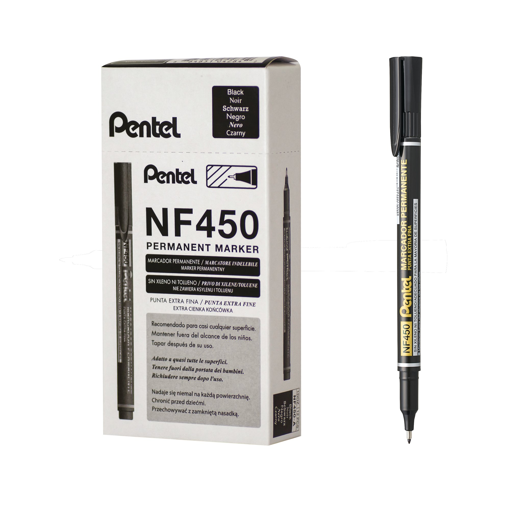 PENTEL PERM MARKER EX FINE BLK PK12