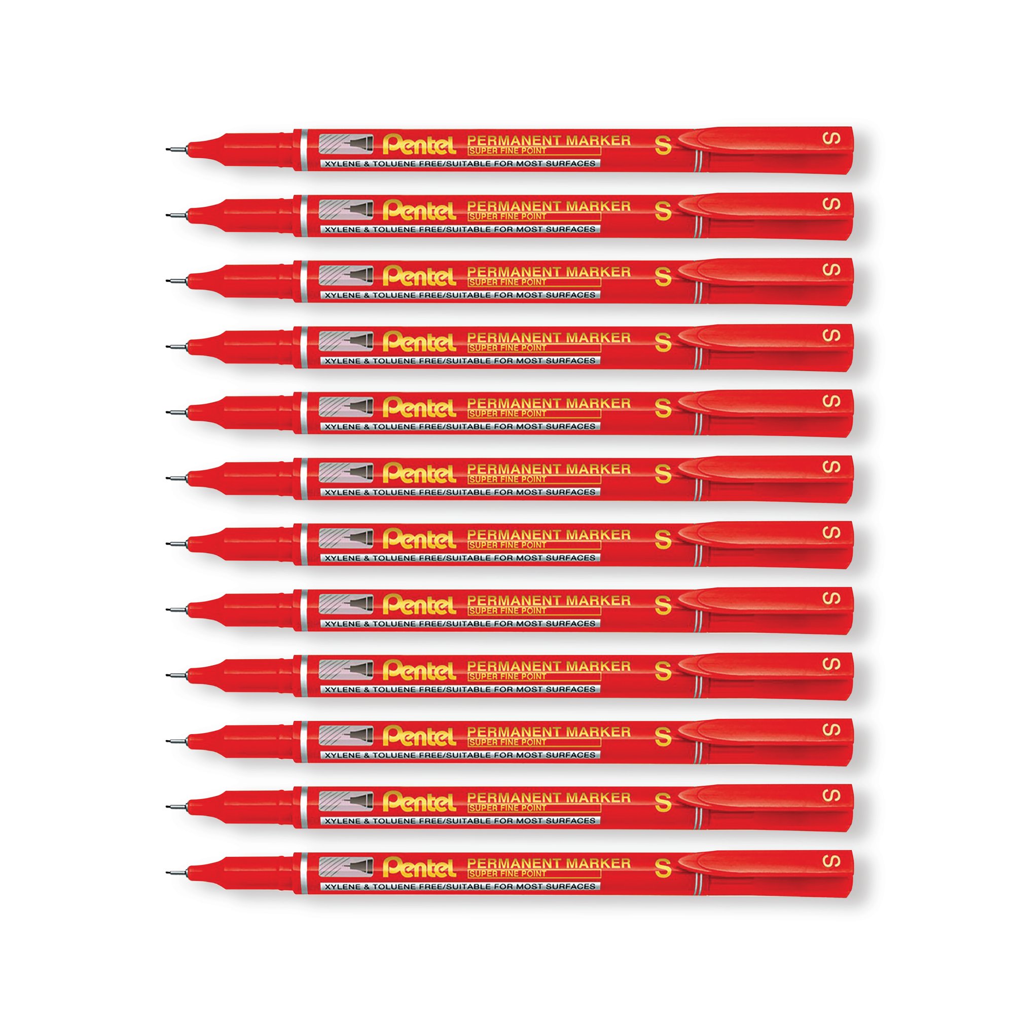 PERM MARKER SUPER FINE RED PK12