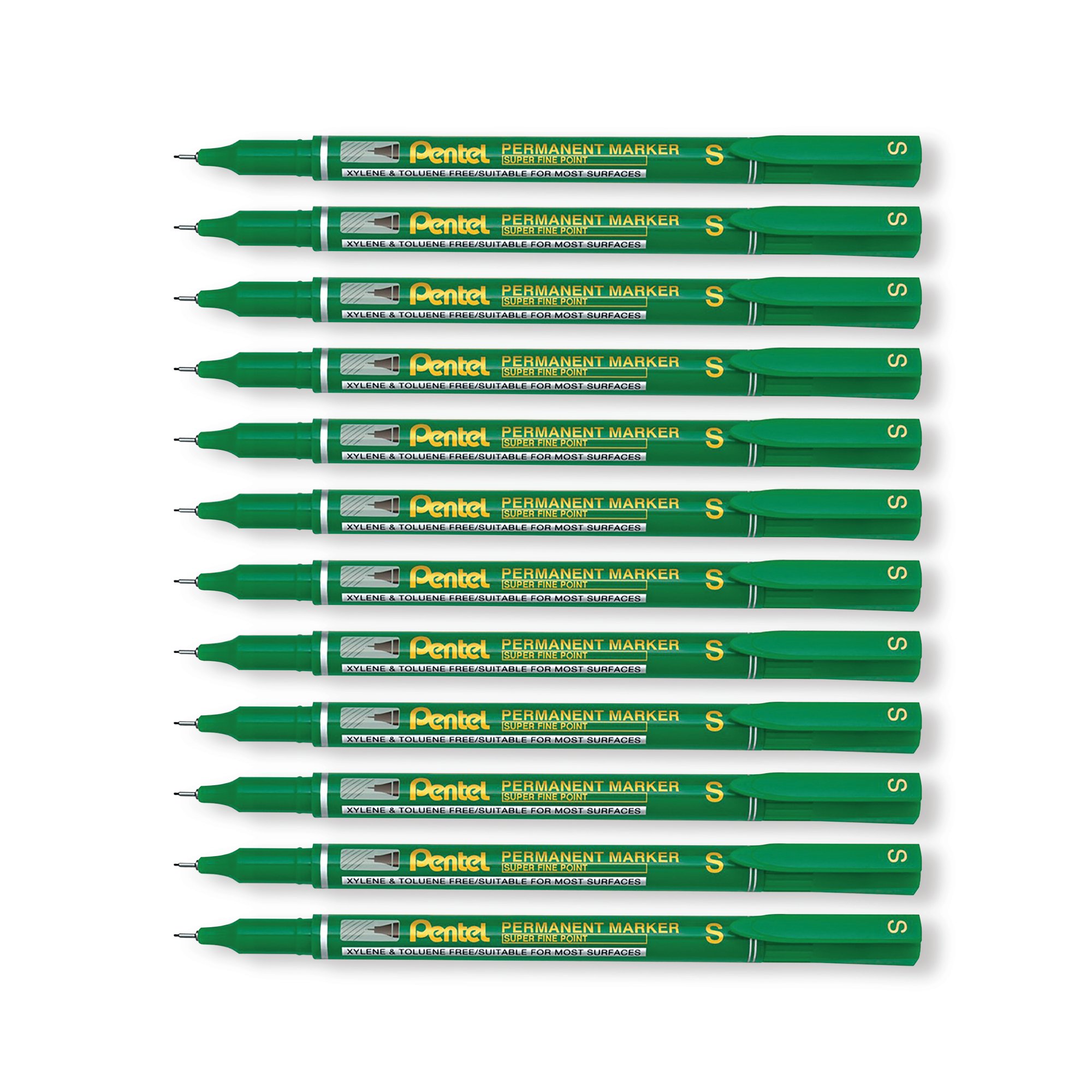 PERM MARKER SUPER FINE GREEN PK12