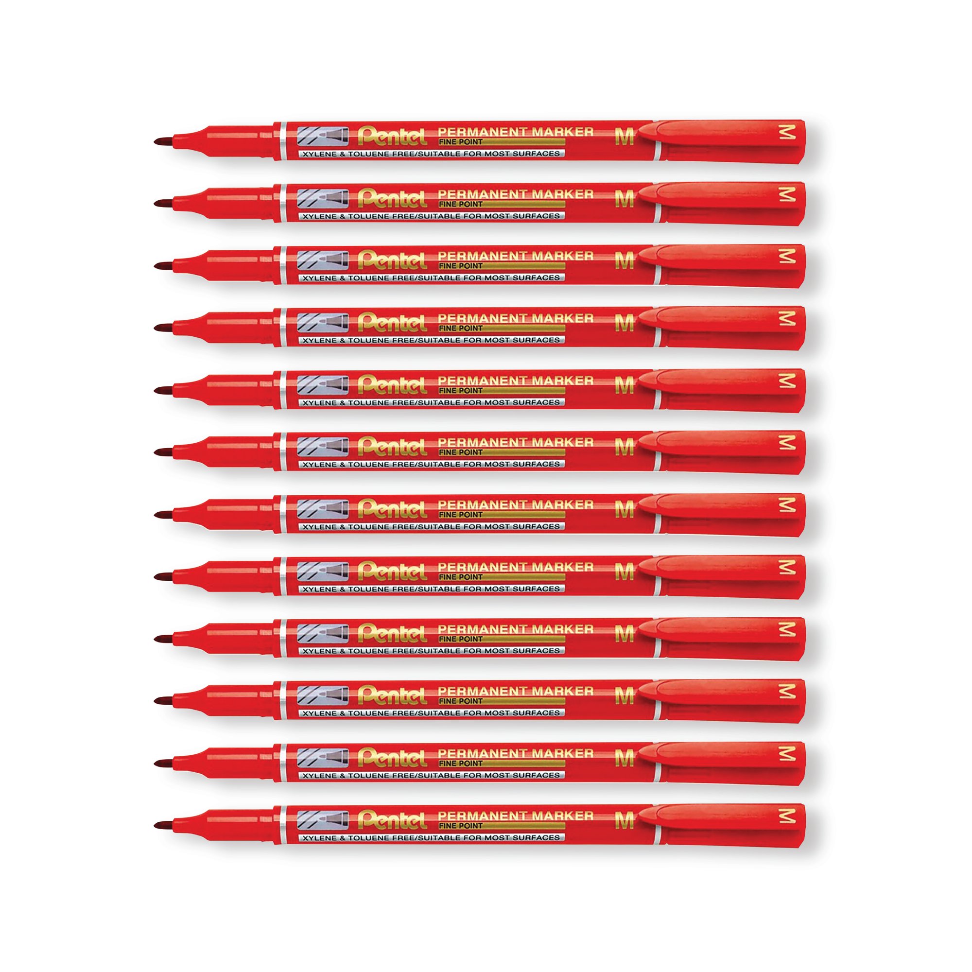 PERM MARKER FINE RED PK12