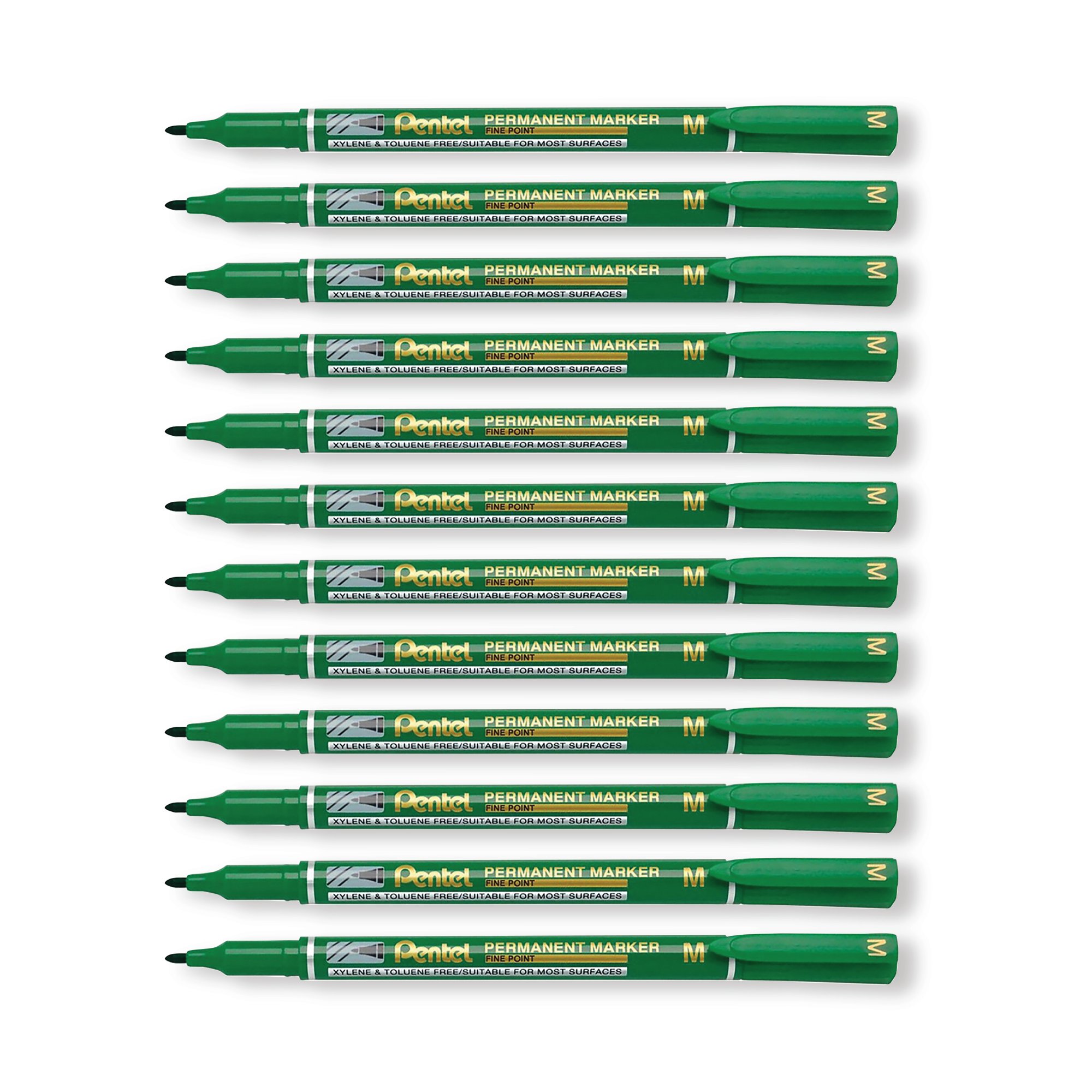 PERM MARKER FINE GREEN PK12